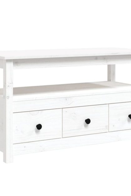 Bebasic soffbord vit 102x49x55 cm massiv furu - white