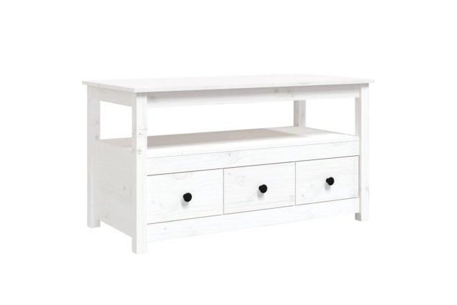 Bebasic soffbord vit 102x49x55 cm massiv furu - white