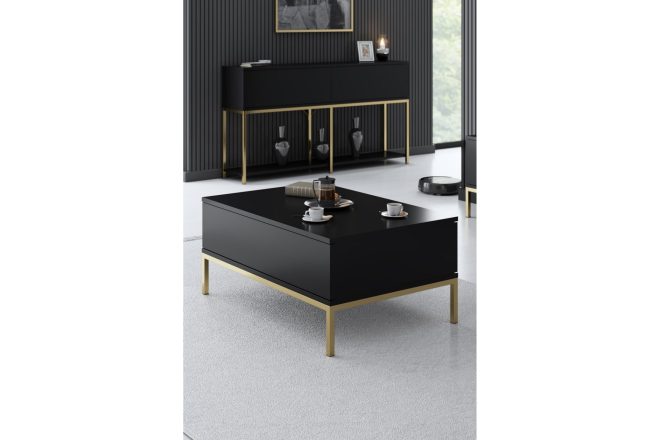 Soffbord tejmon 90 cm - svart/guld