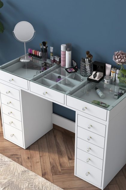 Sminkbord ramender 120 cm - glass