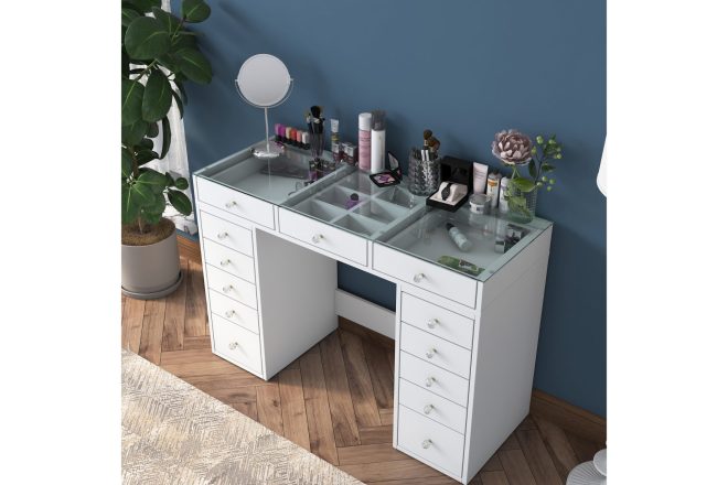 Sminkbord ramender 120 cm - glass
