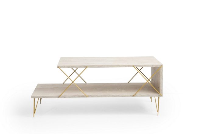 Soffbord loiret 100 cm - guld/marmor