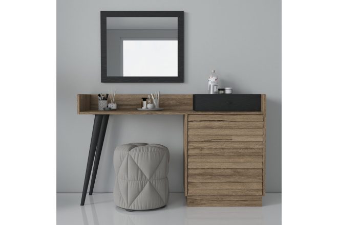 Elspet sminkbord trä 142 cm - svart/valnöt