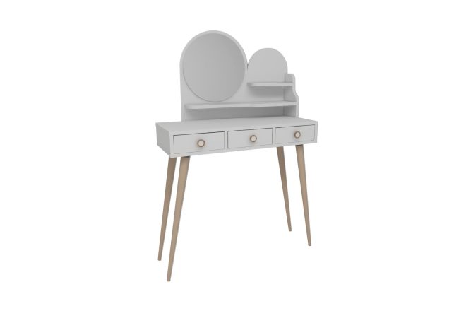 Vitt sminkbord med spegel 74 cm