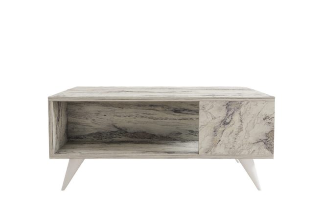 Soffbord yuka 90 cm - vit marmor