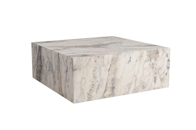 Soffbord Rambabu 90 cm - Vit marmor