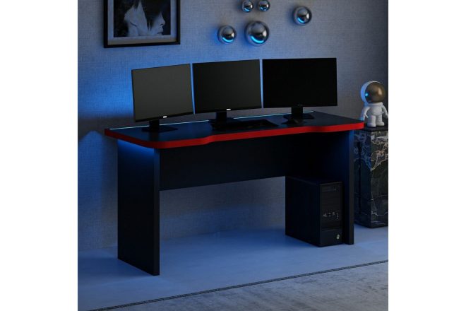 Gamingbord hind 150x60 cm - svart/röd