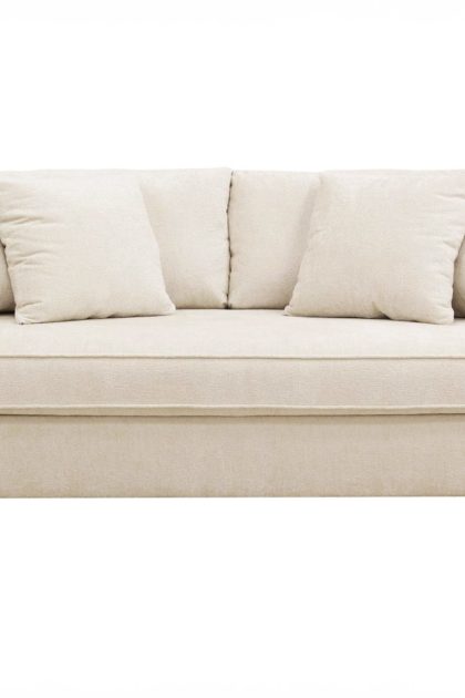 Rossita djup 3-sits sammetsoffa hel dyna - ljus beige
