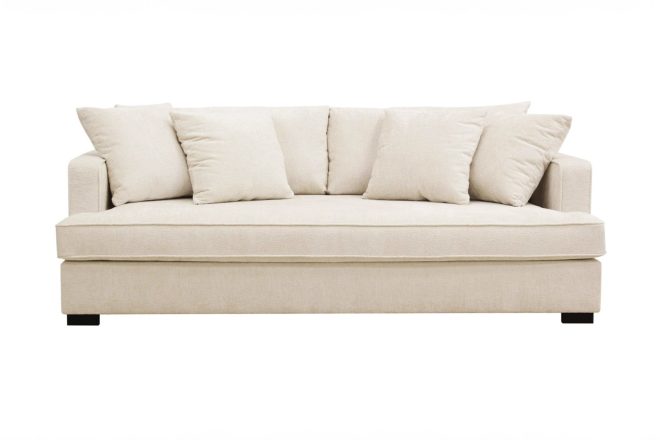 Rossita djup 3-sits sammetsoffa hel dyna - ljus beige