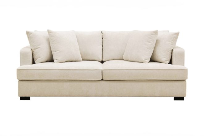 Rossita djup 3-sits sammetssoffa - ljus beige