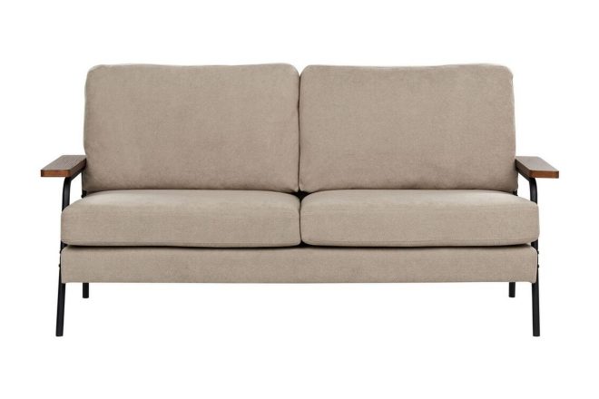Faris soffa 3-sits - beige/mörkt trä/svart