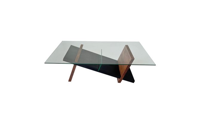 Gweneth glasbord svart brun 105 cm