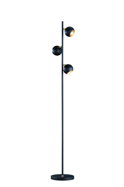 Trio lighting dakota golvlampa 3xg9 matt-svart/ guld - svart|guld