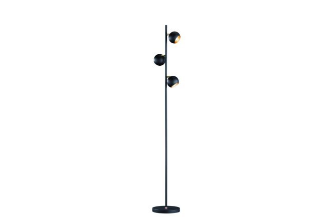 Trio lighting dakota golvlampa 3xg9 matt-svart/ guld - svart|guld