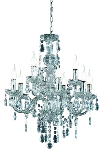 Trio lighting luster ljuskrona 9l e14 transparent -