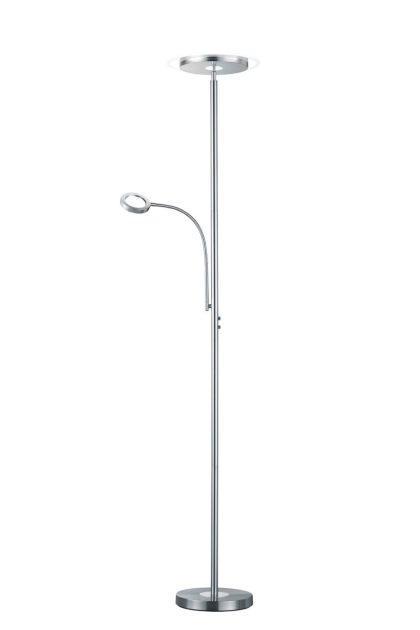 Trio lighting ackbar led golvlampa uplight borstad stål -