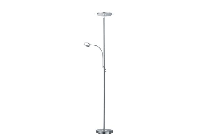 Trio lighting ackbar led golvlampa uplight borstad stål -