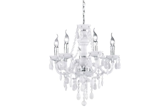 Trio lighting luster ljuskrona 5l  e14 vit - vit
