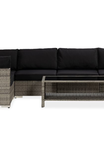 Loungegrupp utomhus bahamas 5-sits bord m hylla - grå