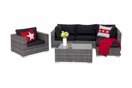 Loungegrupp utomhus bahamas 5-sits bord - divan|bord fåtölj grå