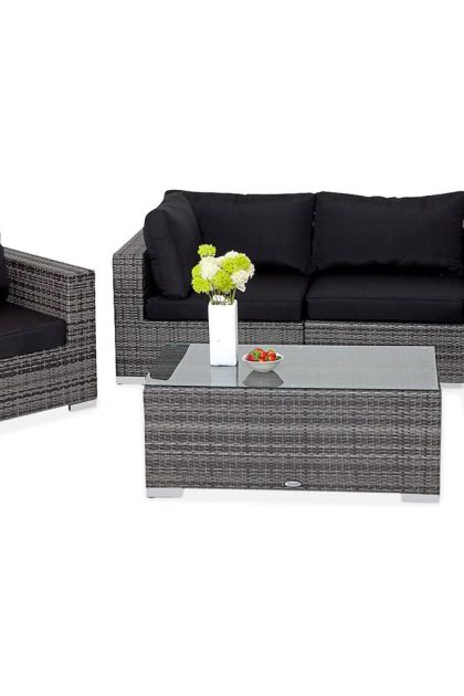 Loungegrupp utomhus bahamas 5-sits bord - divan|bord fåtölj grå