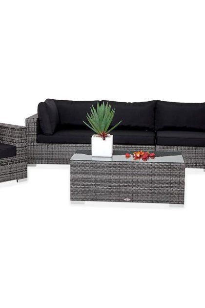 Loungegrupp utomhus bahamas 6-sits bord - divan|bord fåtölj grå