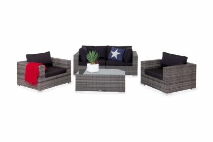 Loungegrupp utomhus bahamas 4-sits 1 bord - 2 fåtöljer grå