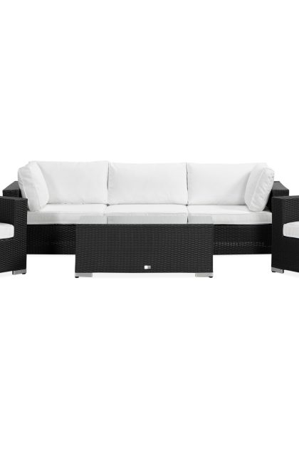 Loungegrupp utomhus bahamas 5-sits 1 bord - 2 fåtöljer svart