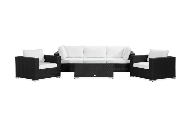 Loungegrupp utomhus bahamas 5-sits 1 bord - 2 fåtöljer svart