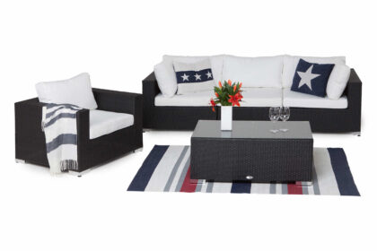 Loungegrupp utomhus bahamas 4-sits bord - fåtölj svart