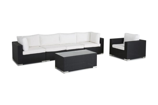 Loungegrupp utomhus bahamas 5-sits bord - fåtölj svart