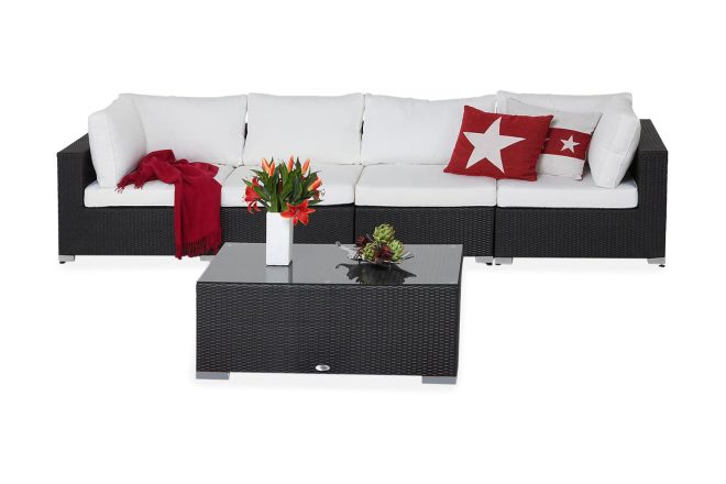 Loungegrupp utomhus bahamas 4-sits bord - svart
