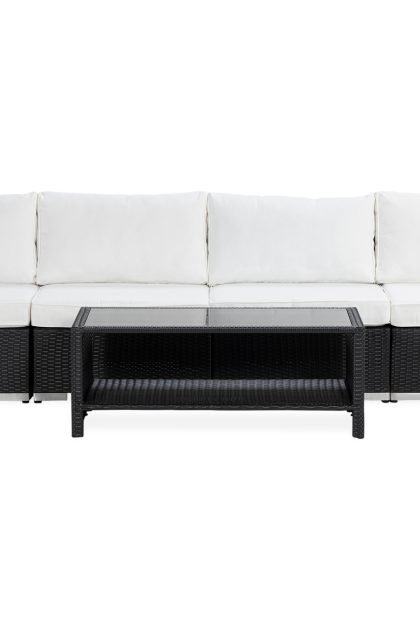 Loungegrupp utomhus bahamas 4-sits bord m hylla - svart