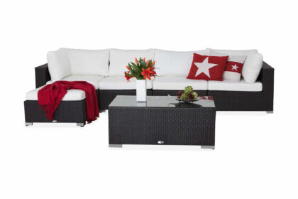Loungegrupp utomhus bahamas 5-sits bord - divan/bord svart