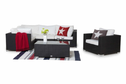 Loungegrupp utomhus bahamas 5-sits bord - fåtölj svart