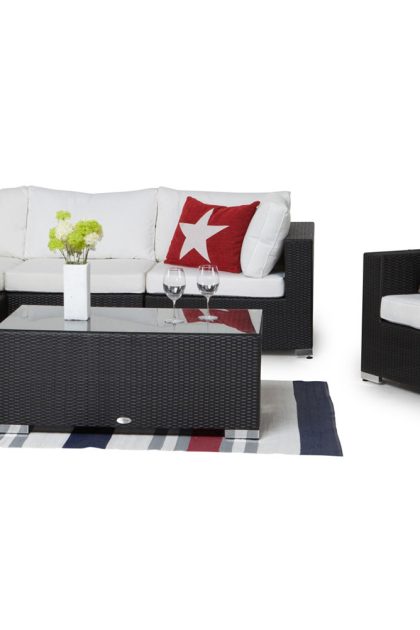 Loungegrupp utomhus bahamas 5-sits bord - fåtölj svart