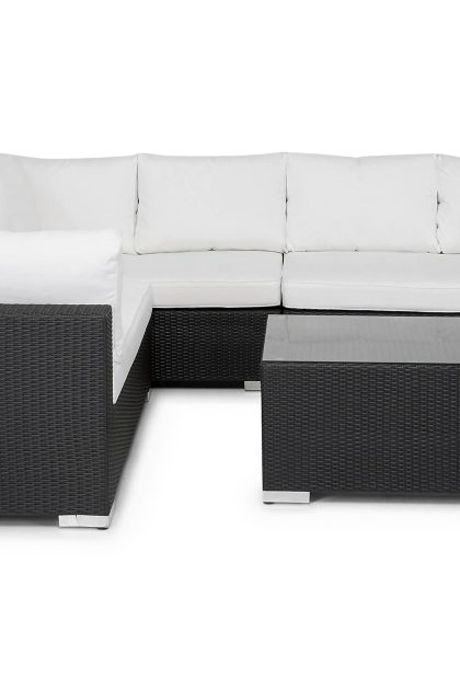 Loungegrupp utomhus bahamas 6-sits bord - svart