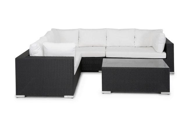 Loungegrupp utomhus bahamas 6-sits bord - svart