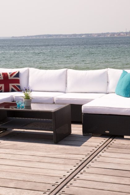 Loungegrupp bahamas 6-sits bord m hylla - divan/bord svart
