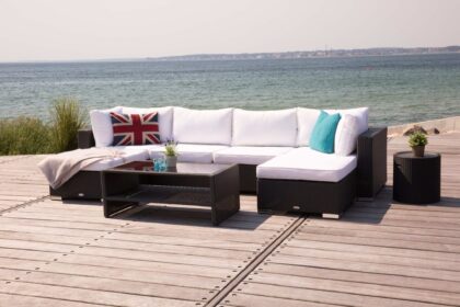 Loungegrupp bahamas 6-sits bord m hylla - divan/bord svart