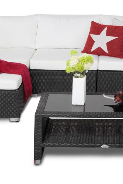 Loungegrupp utomhus bahamas 4-sits bord m hylla - divan/bord svart