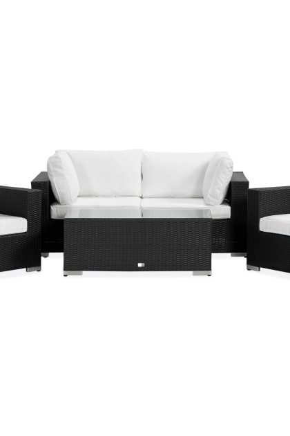 Loungegrupp utomhus bahamas 4-sits 1 bord - 2 fåtöljer svart