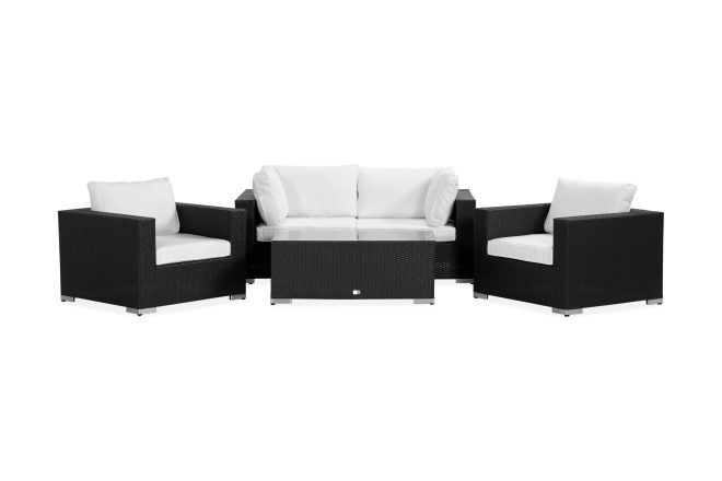 Loungegrupp utomhus bahamas 4-sits 1 bord - 2 fåtöljer svart