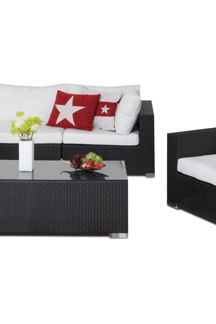 Loungegrupp utomhus bahamas 5-sits bord - divan/bord fåtölj svart