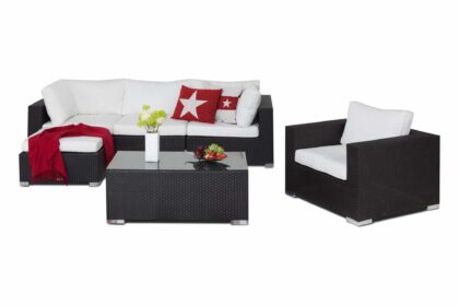 Loungegrupp utomhus bahamas 5-sits bord - divan/bord fåtölj svart