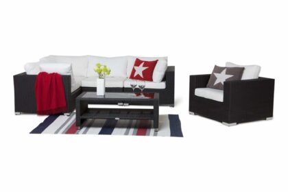 Loungegrupp utomhus bahamas 5-sits bord m hylla - fåtölj svart