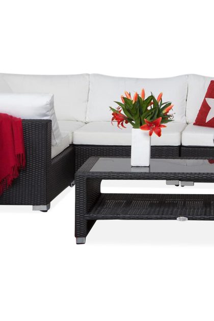 Loungegrupp utomhus bahamas 4-sits bord m hylla - svart