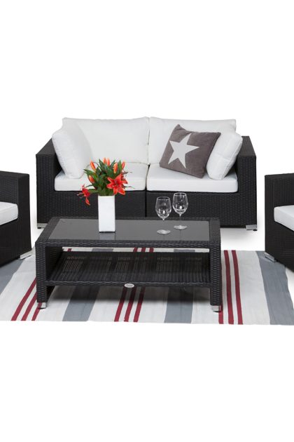 Loungegrupp utomhus bahamas 4-sits bord m hylla - svart
