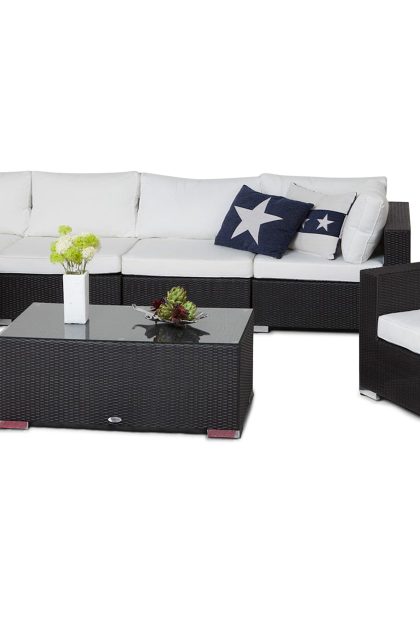 Loungegrupp utomhus bahamas 6-sits bord - fåtölj svart