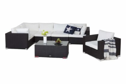 Loungegrupp utomhus bahamas 6-sits bord - fåtölj svart